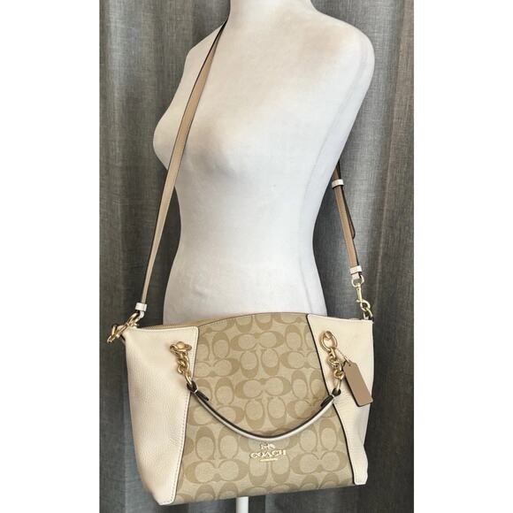 Coach Kacey Satchel Colorblock/Blocked Signature Canvas - Picture 8 of 16